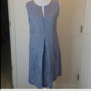 kal Reiman sleeveless chambray linen dress midi Minimalist Pockets Designer